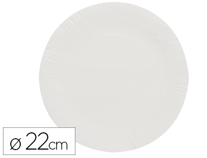 100 platos papel reciclable blanco ø22cm.